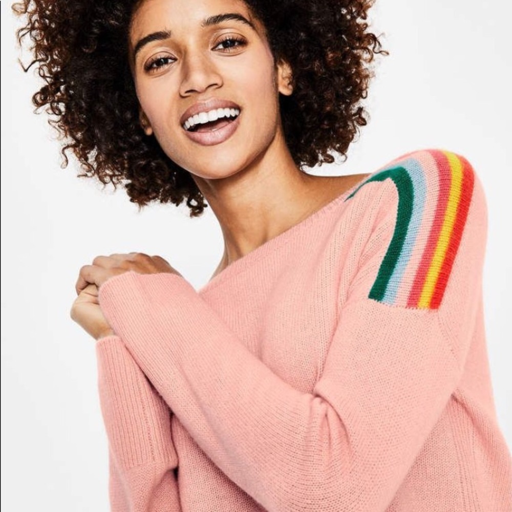 Boden Celia Cashmere Sweater Pink Rainbow